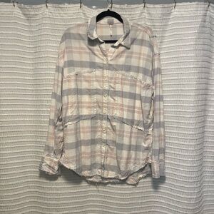 Free People Loveland Plaid Shirt with raw hem